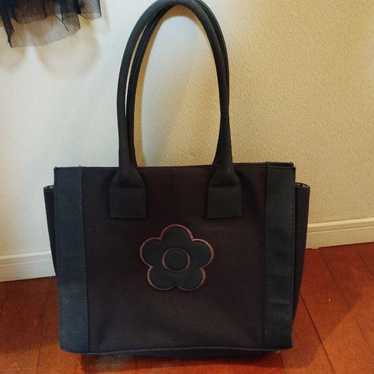 Marie Quant Navy Flower Embroidery Tote Bag