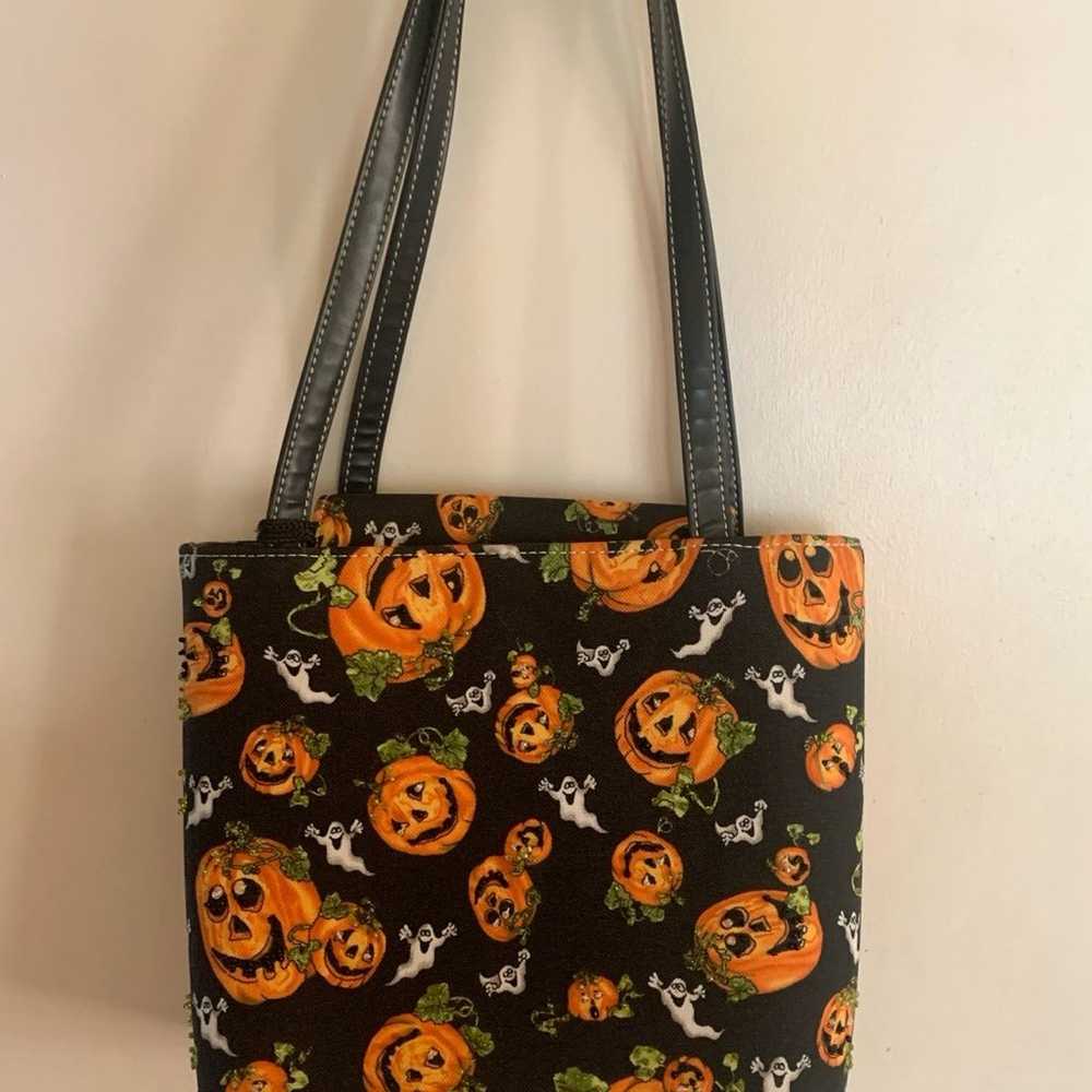 Vintage Y2K Halloween Pumpkin beaded shoulder bag… - image 1