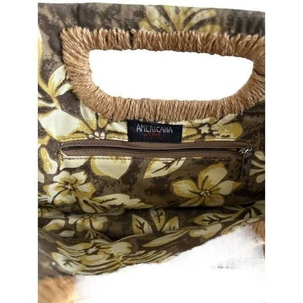 Vintage Americana Floral Woven Straw Clutch With … - image 5