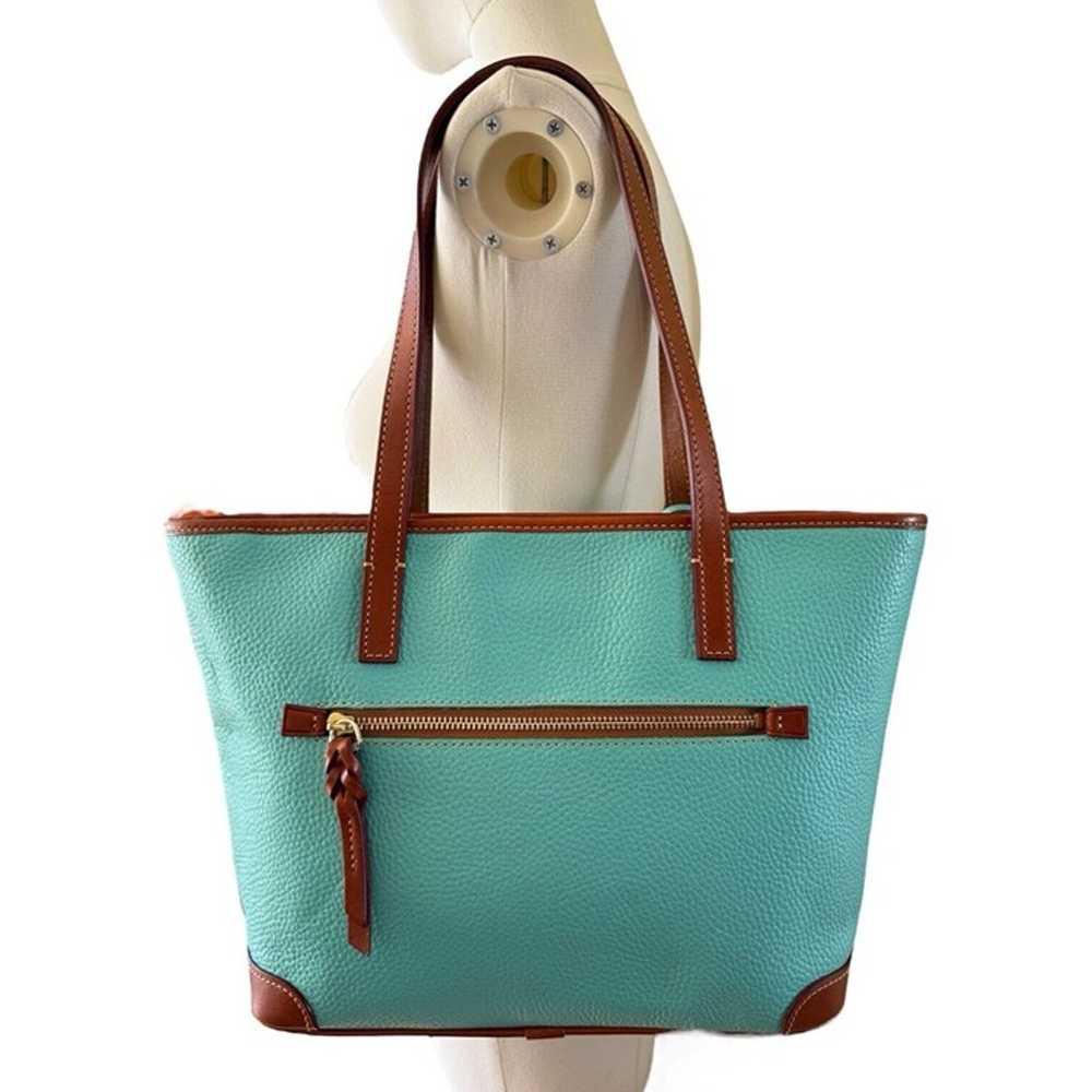 Dooney & Bourke Sky Blue Pebble Grain Leather Cha… - image 4