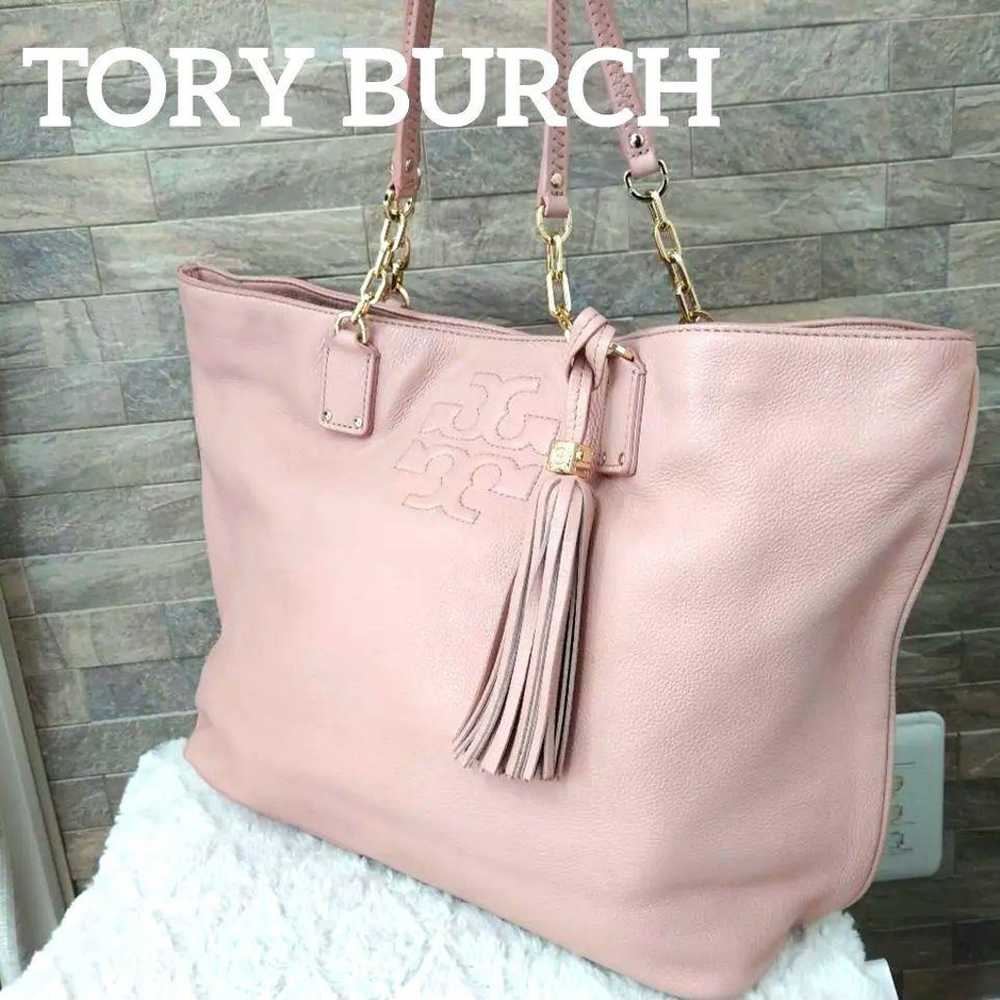 TORY BURCH Leather Tote Bag Shoulder Bag Pink - image 1