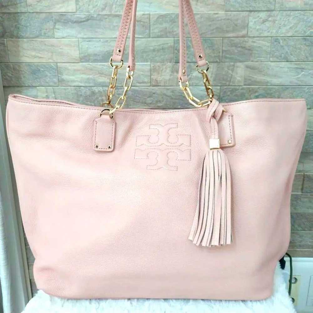 TORY BURCH Leather Tote Bag Shoulder Bag Pink - image 2