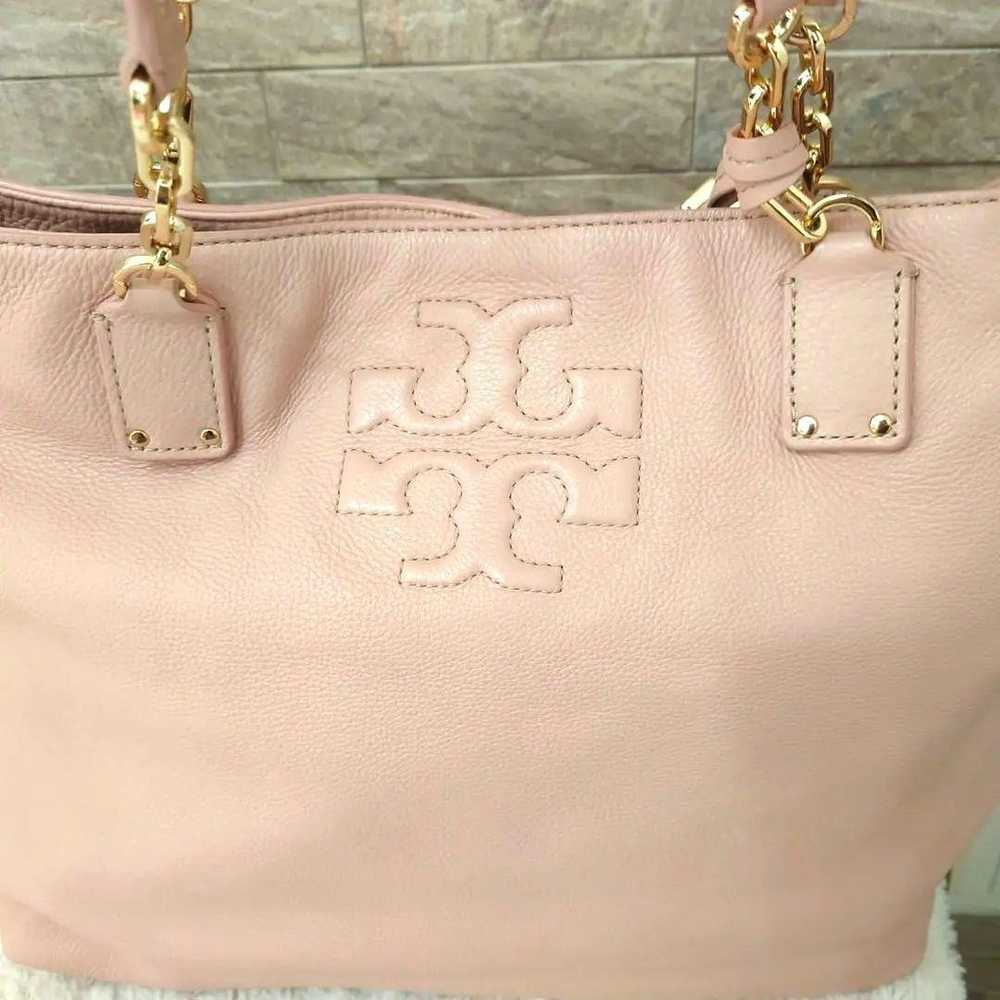 TORY BURCH Leather Tote Bag Shoulder Bag Pink - image 9