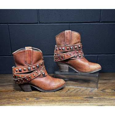 Corral Corral Boots Ankle Studded Brown Leather We