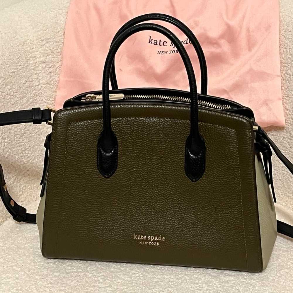 Kate Spade pebbled leather duo green satchel - image 1