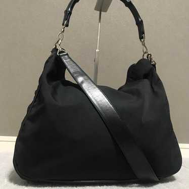 Gucci [Bamboo] 2-way Handbag Shoulder Bag Black