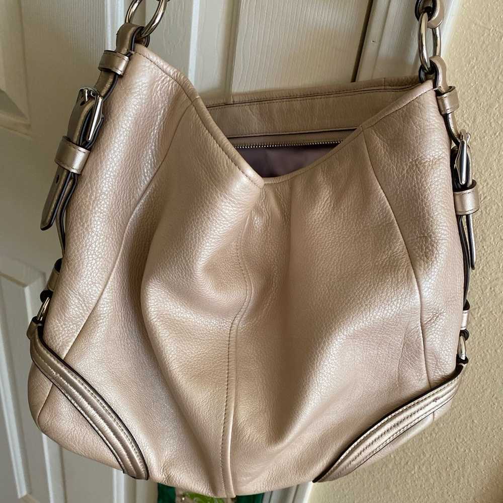 Coach Champagne Metallic Leather Shoulder Bag - image 5