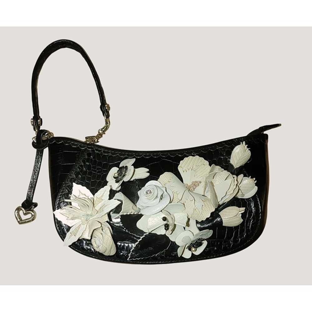 Brighton Leather Floral Embellished Black Retired… - image 1