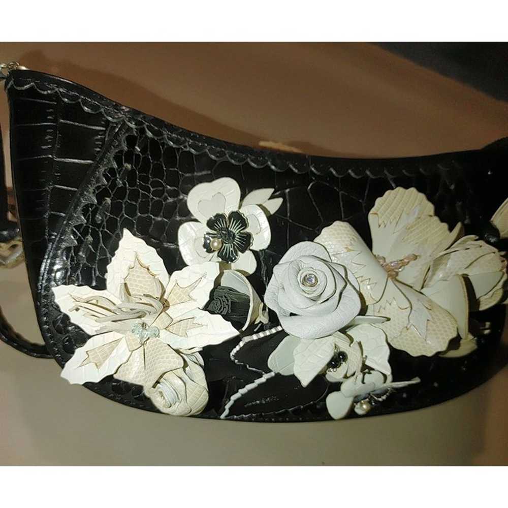 Brighton Leather Floral Embellished Black Retired… - image 6