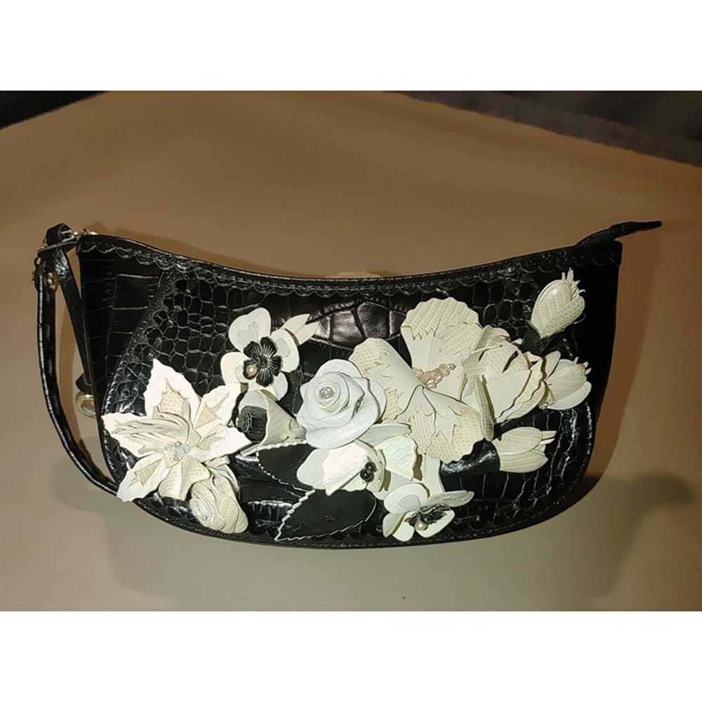 Brighton Leather Floral Embellished Black Retired… - image 7