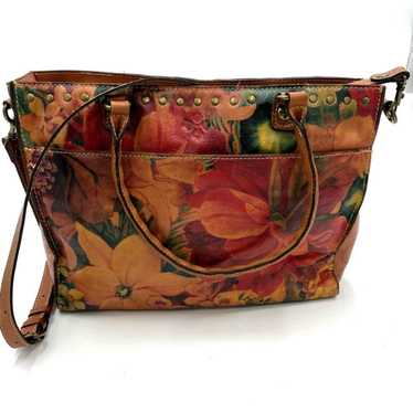 Patricia Nash Floral Leather Purse Large Handbag Gorgeous Oilcloth Brown 2024 EUC