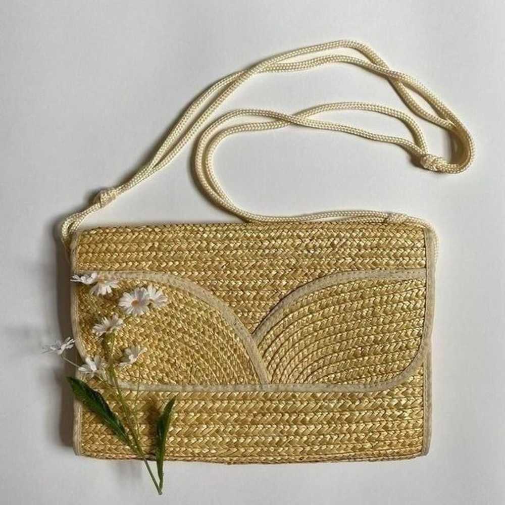 Vintage straw shoulder bag - image 1