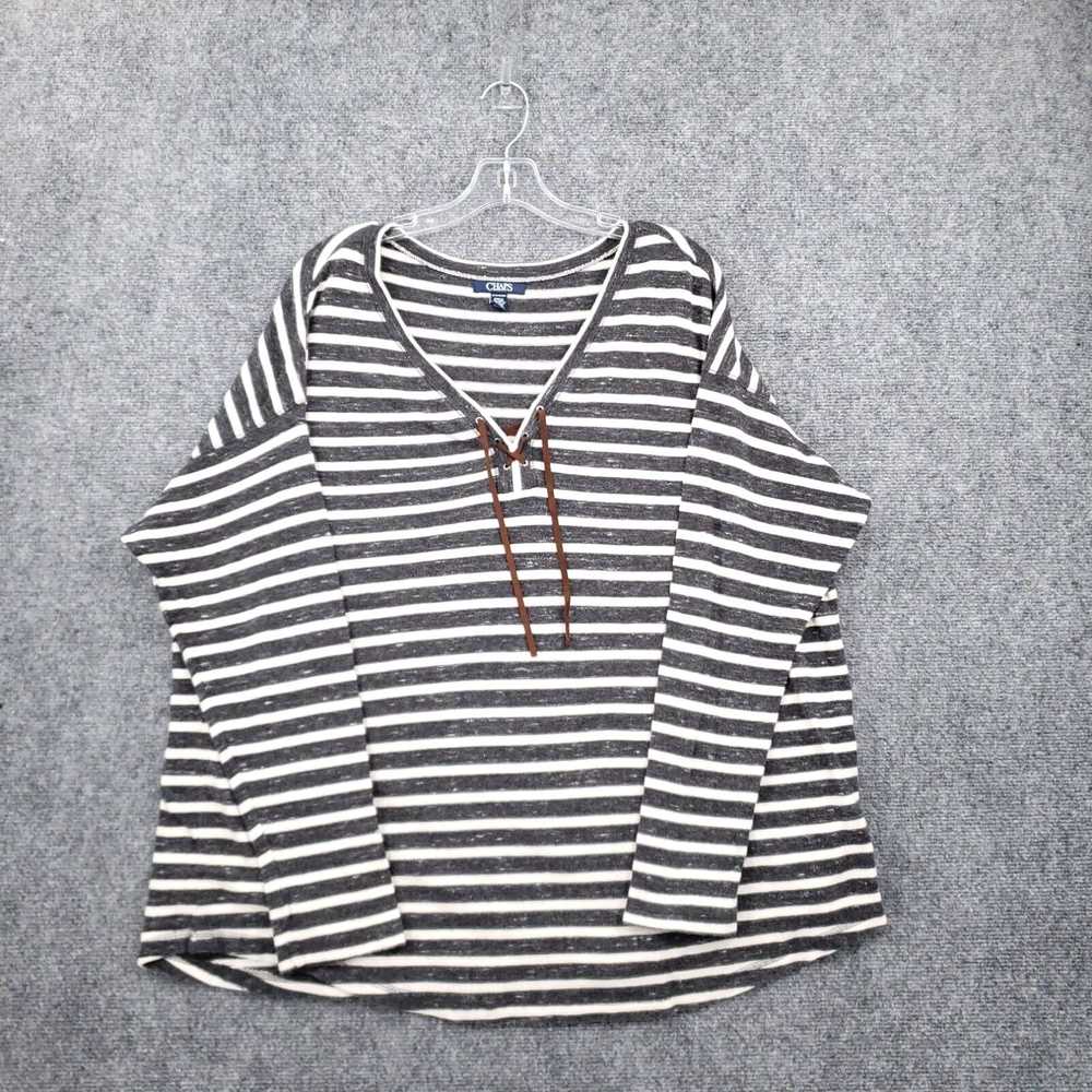 Chaps Chaps T-Shirt Womens 2X Plus Gray Striped L… - image 1