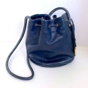 Vintage Etienne Aigner Navy Blue Leather Medium S… - image 1