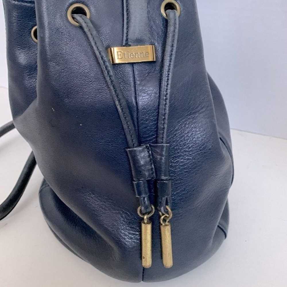 Vintage Etienne Aigner Navy Blue Leather Medium S… - image 2