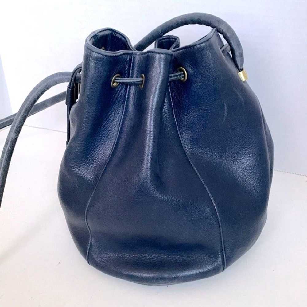 Vintage Etienne Aigner Navy Blue Leather Medium S… - image 4