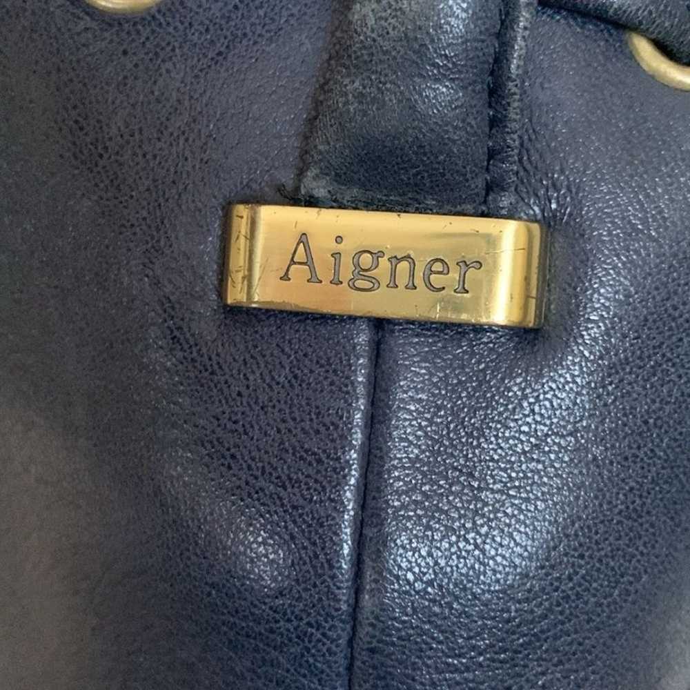 Vintage Etienne Aigner Navy Blue Leather Medium S… - image 7