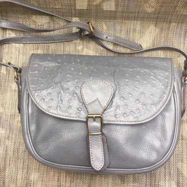 Ostrich Leather Gray Crossbody Bag Made in Italy - image 1