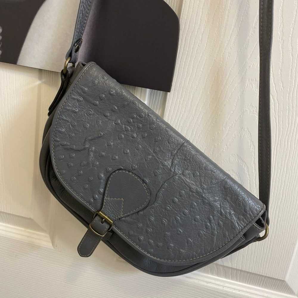 Ostrich Leather Gray Crossbody Bag Made in Italy - image 2