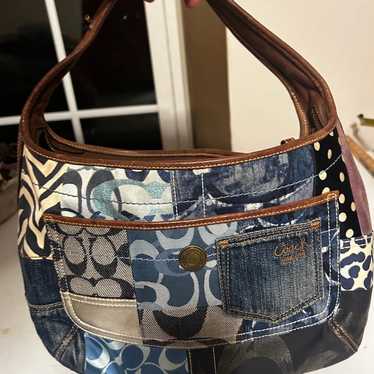 Retro store Coach Large Hobo Purse - Denim fabric design