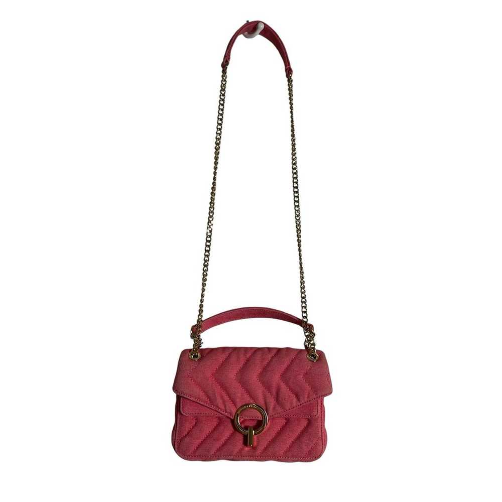 Sandro Pink Yza Quilted Gold Chain Canvas Bag - image 2