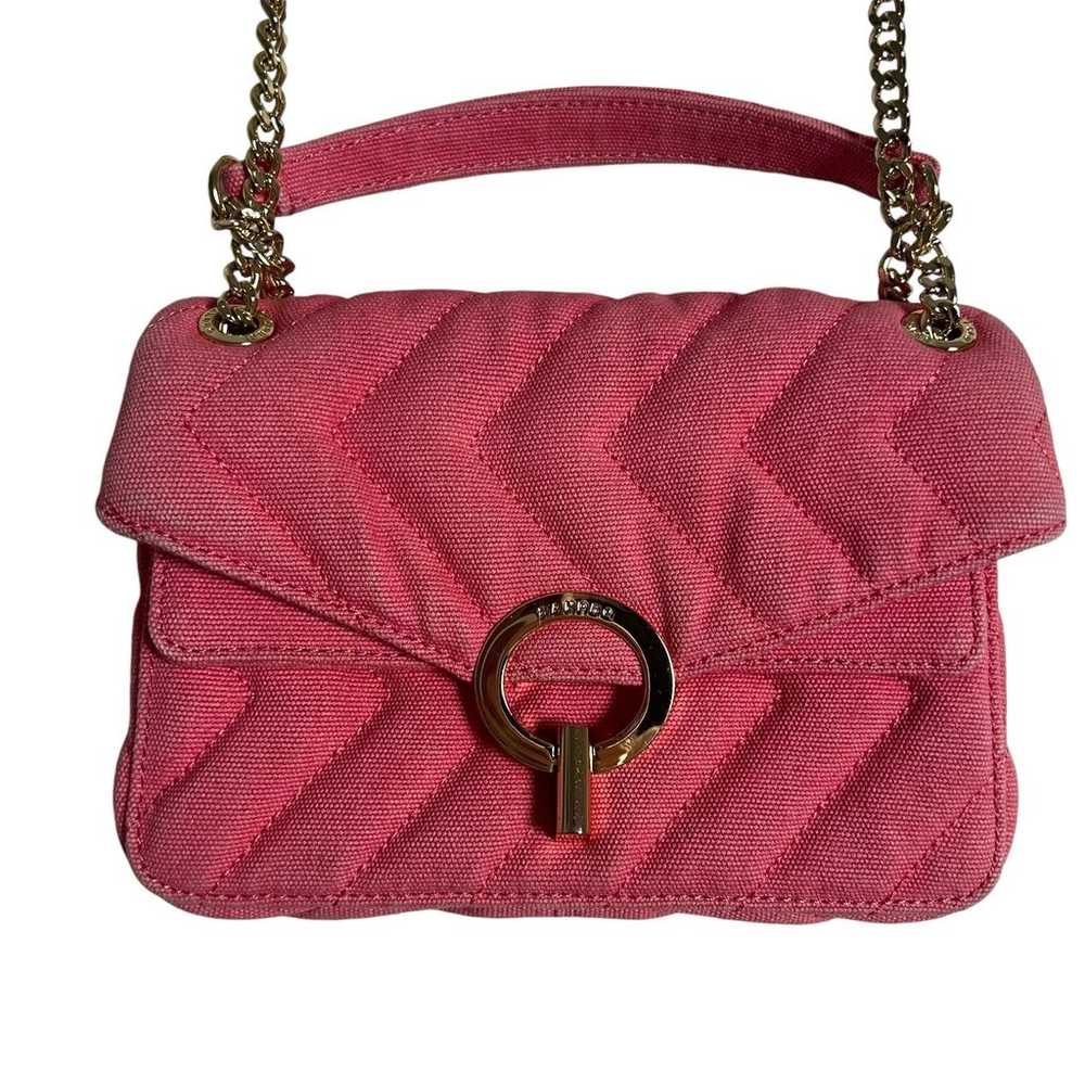 Sandro Pink Yza Quilted Gold Chain Canvas Bag - image 5