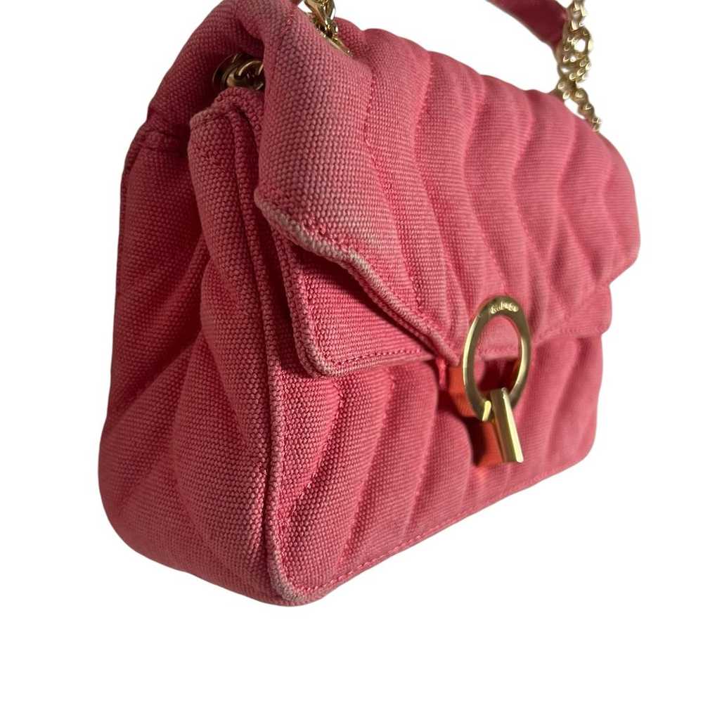 Sandro Pink Yza Quilted Gold Chain Canvas Bag - image 7