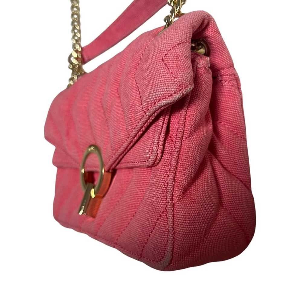 Sandro Pink Yza Quilted Gold Chain Canvas Bag - image 8