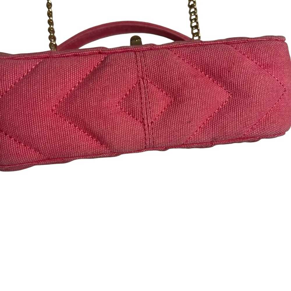 Sandro Pink Yza Quilted Gold Chain Canvas Bag - image 9