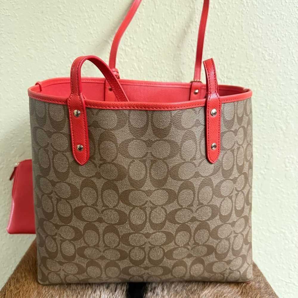 Coach Signature Monogram Canvas Reversible City T… - image 3