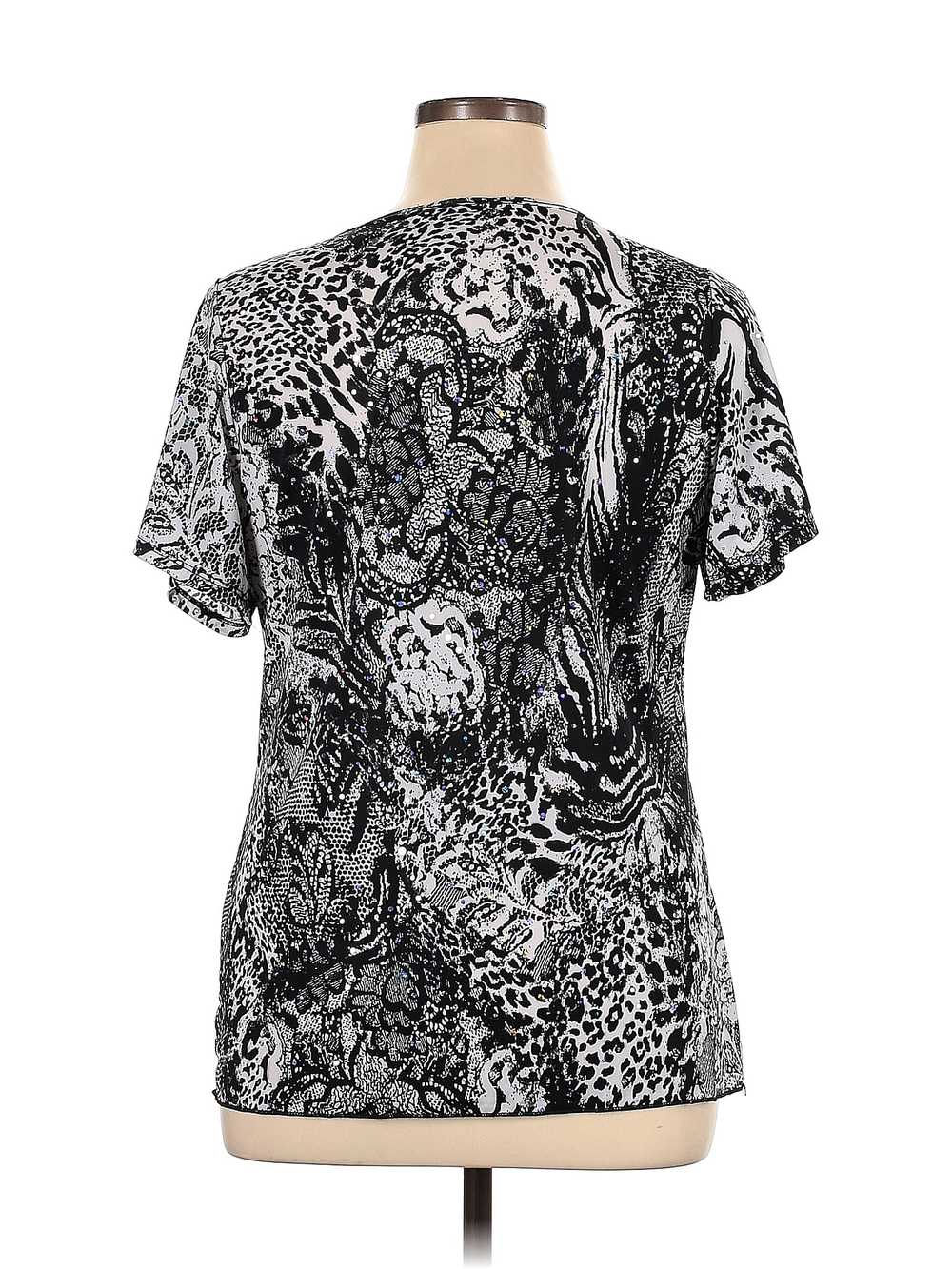 Essentials Women Silver Short Sleeve Blouse 0X Pl… - image 2