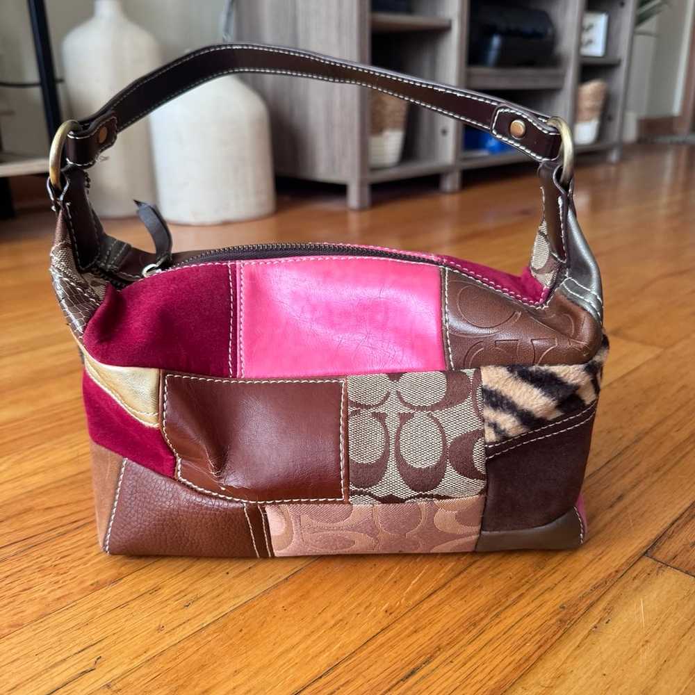 Coach vintage patchwork y2k mini canvas hobo hand… - image 1