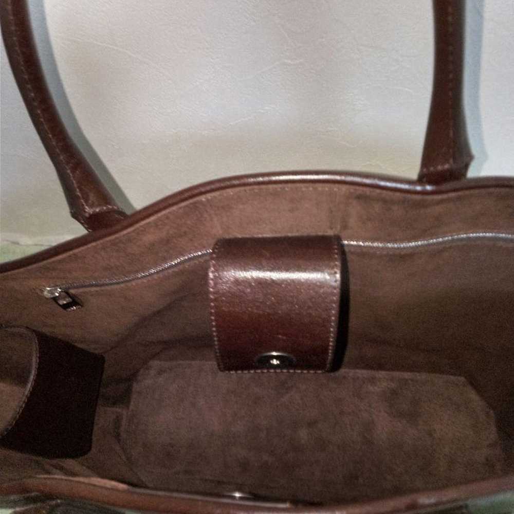 HIROFU Genuine Leather Tote Bag (Brown) with Pass… - image 11