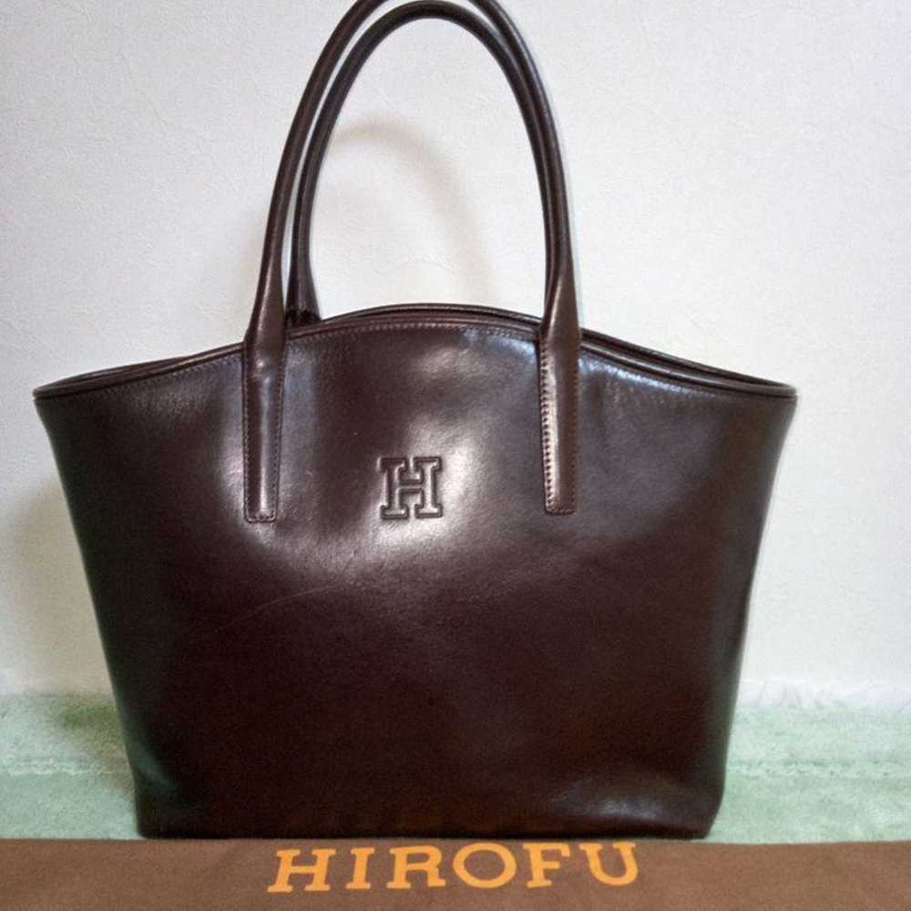 HIROFU Genuine Leather Tote Bag (Brown) with Pass… - image 1