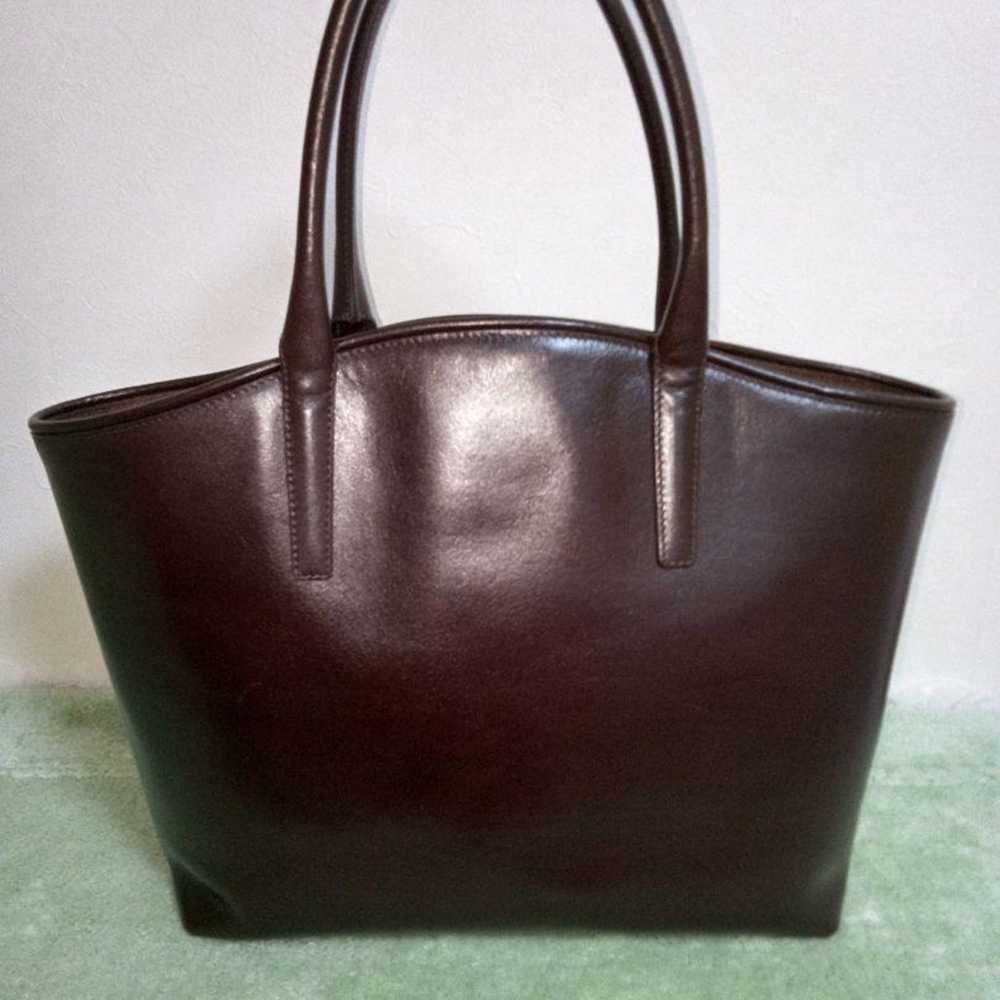 HIROFU Genuine Leather Tote Bag (Brown) with Pass… - image 3