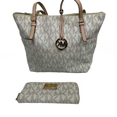 Michael Kors Jet Set Monogram Logo Tote Bag and W… - image 1