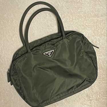 Prada Handbag Nylon Triangle Logo Khaki