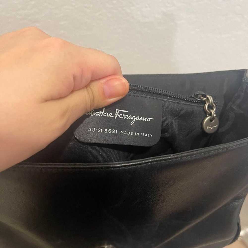 Authentic Salvatore Ferragamo Black Leather Shoul… - image 8