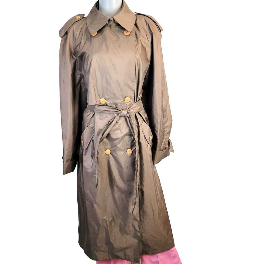 Vintage Vintage 70s Trench Coat Women XL 14 Brown… - image 2