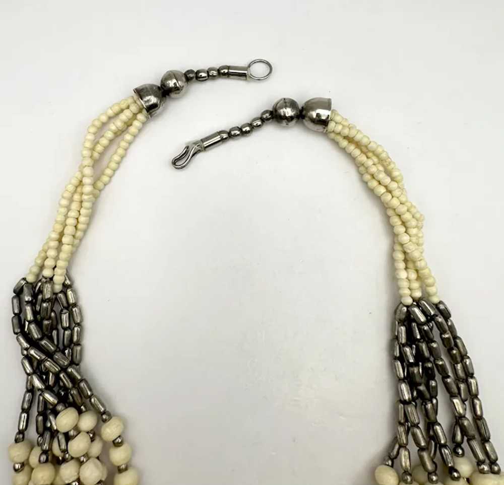 Multi Strand Polished Cream Color Shell Beaded Ne… - image 10