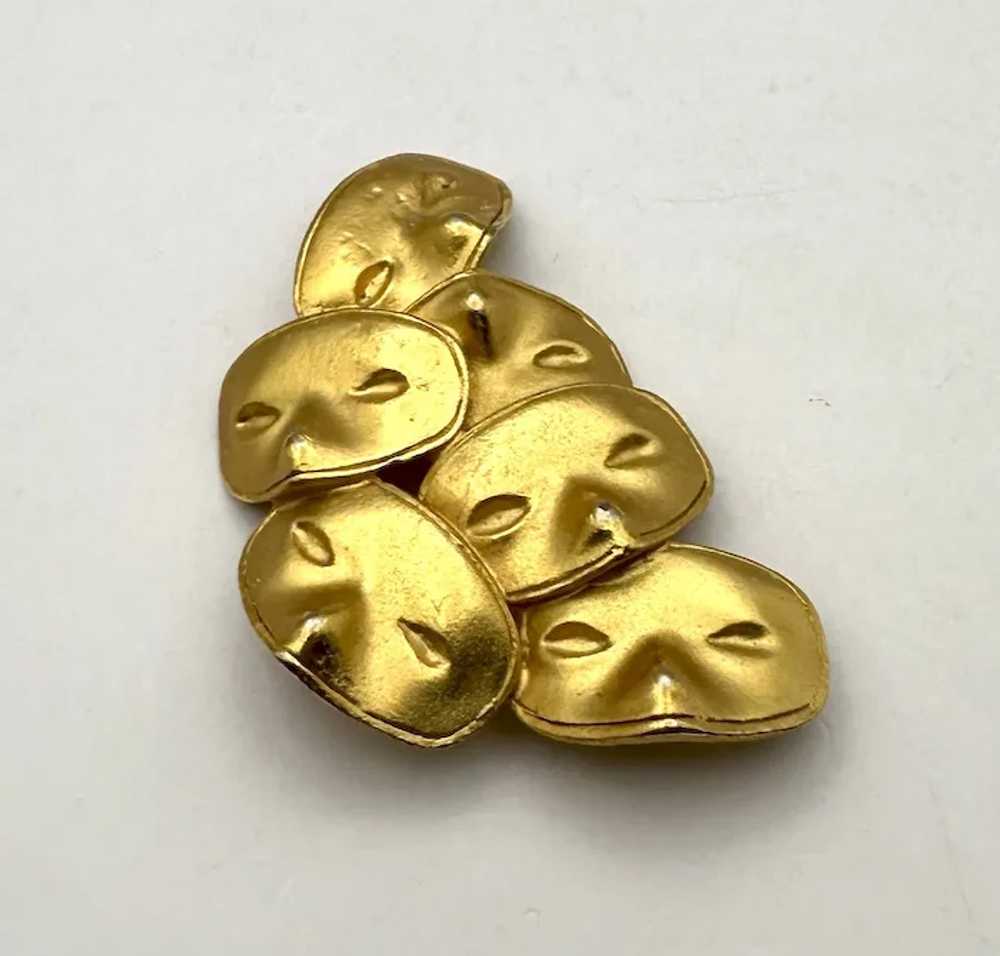 Theater Masks Goldtone Brooch - image 10