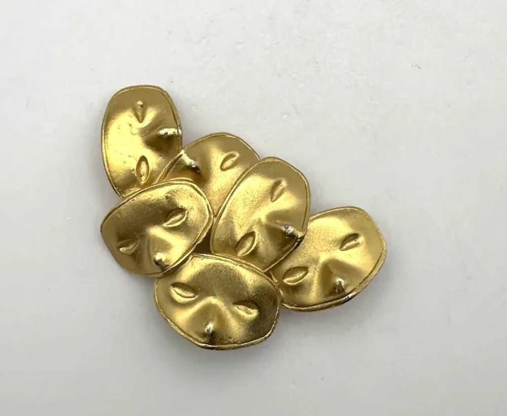 Theater Masks Goldtone Brooch - image 11