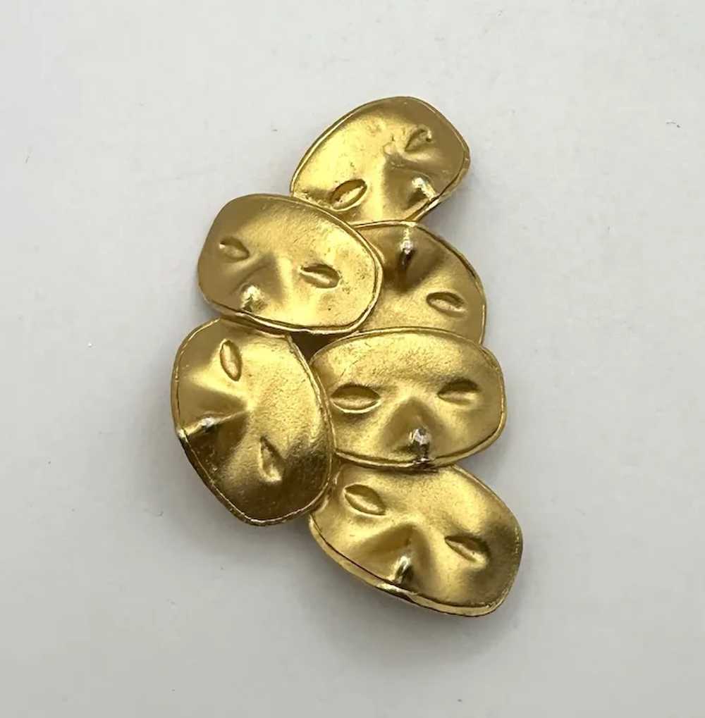 Theater Masks Goldtone Brooch - image 2