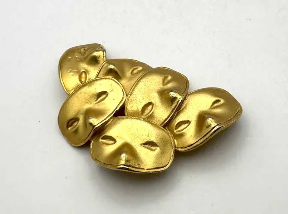 Theater Masks Goldtone Brooch - image 3