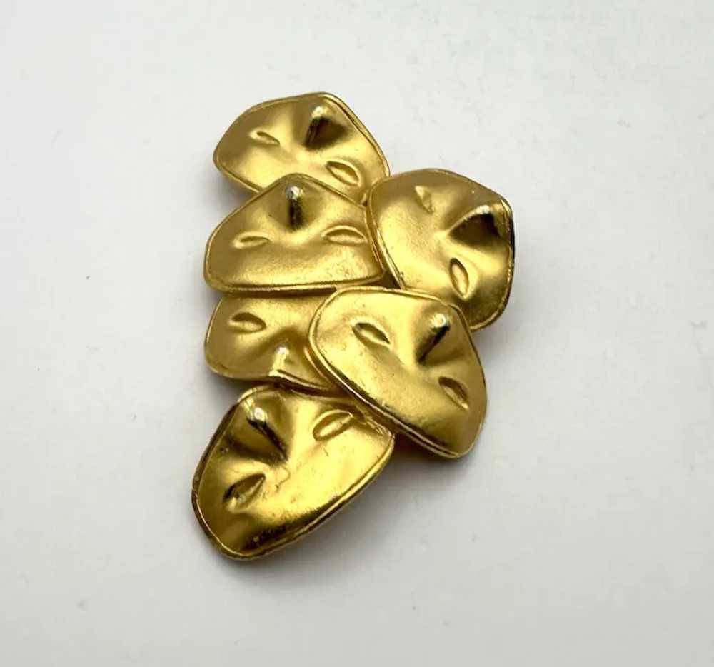 Theater Masks Goldtone Brooch - image 4