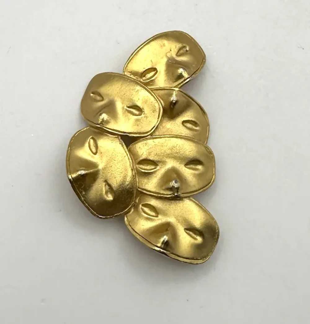 Theater Masks Goldtone Brooch - image 6