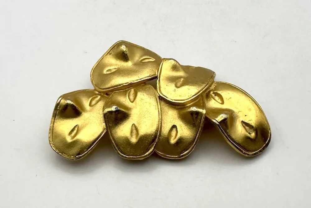 Theater Masks Goldtone Brooch - image 7