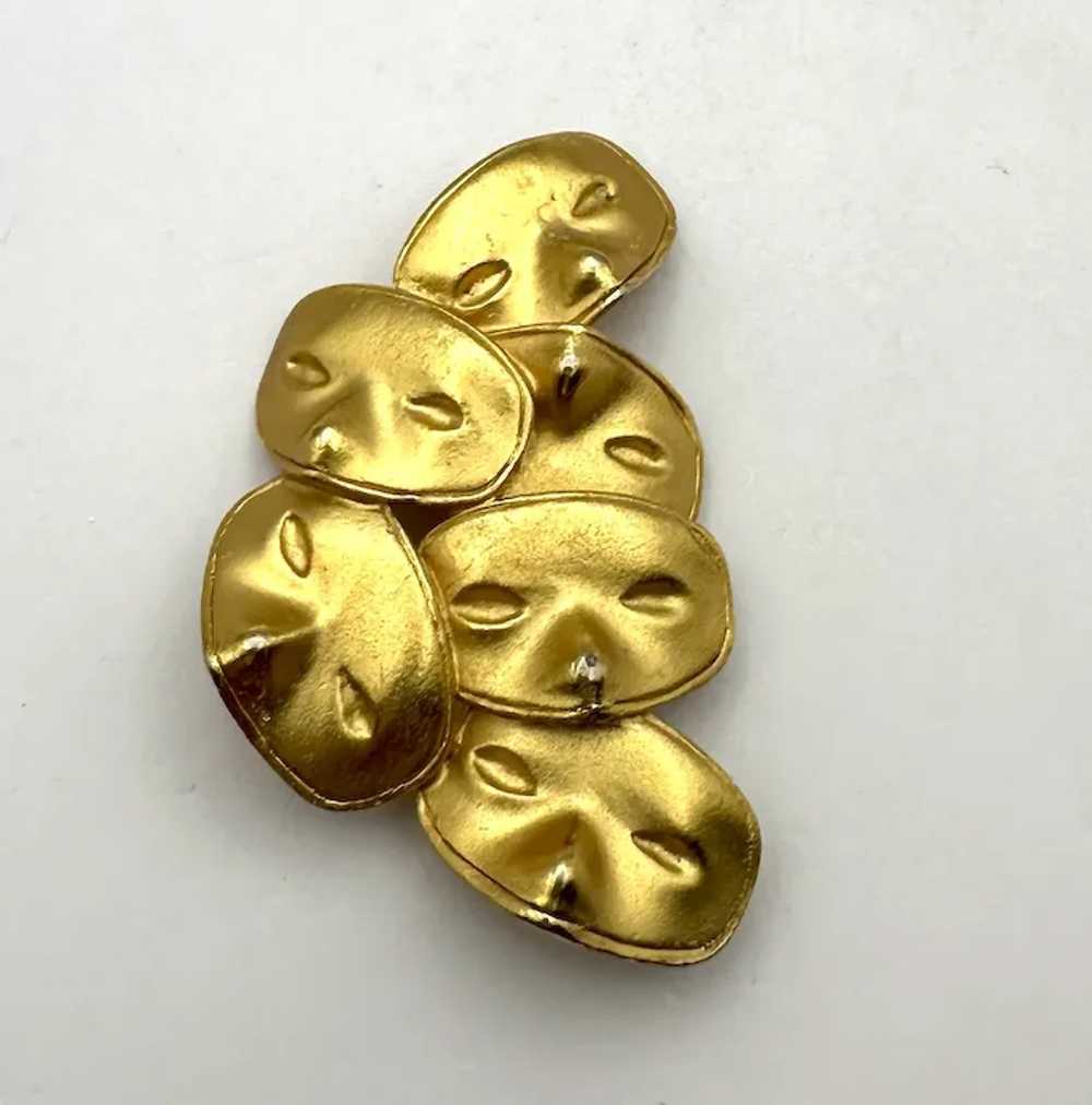 Theater Masks Goldtone Brooch - image 8