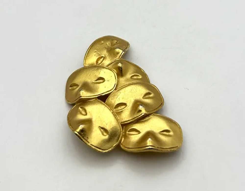 Theater Masks Goldtone Brooch - image 9