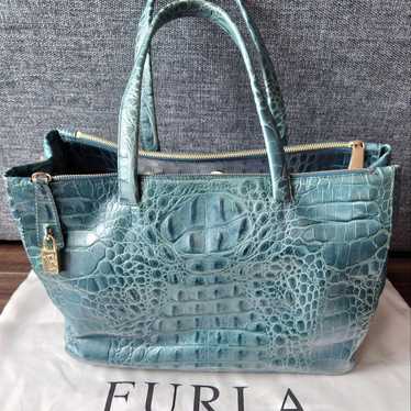 Furla leather crocodile-embossed A4 storage compa… - image 1